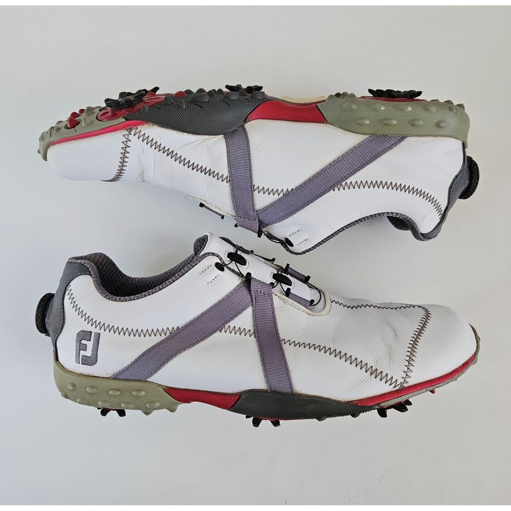 Footjoy M Project BOA Golf Shoes Mens 10M White Gray Spiked Athletic